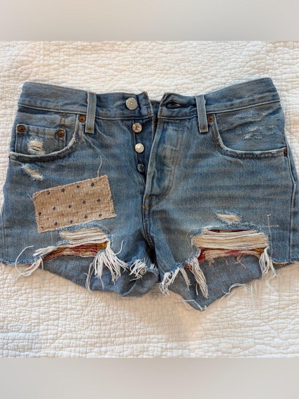 Levi’s Patchwork 501 denim shorts
